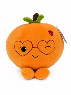 🧸 2/$45 WAY TO CELEBRATE NET Orange Clementine Plush Heart Glasses 10 inch
